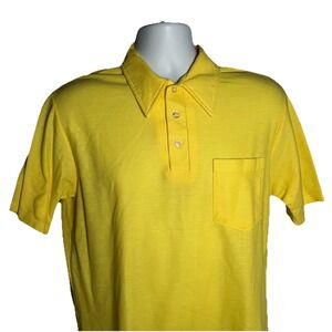 Vintage Dee Cee Polo Shirt Mens Large Yellow Fly Collar 1970s USA Preppy‎